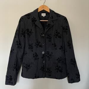 Neiman Marcus Vintage Blazer Velvet Burnout Floral Wool Blend Size 10 Whimsigoth